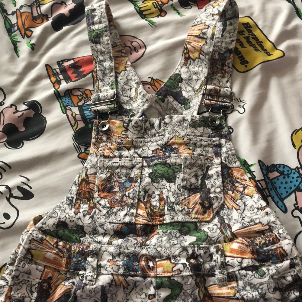 Marvel cartoon short overalls